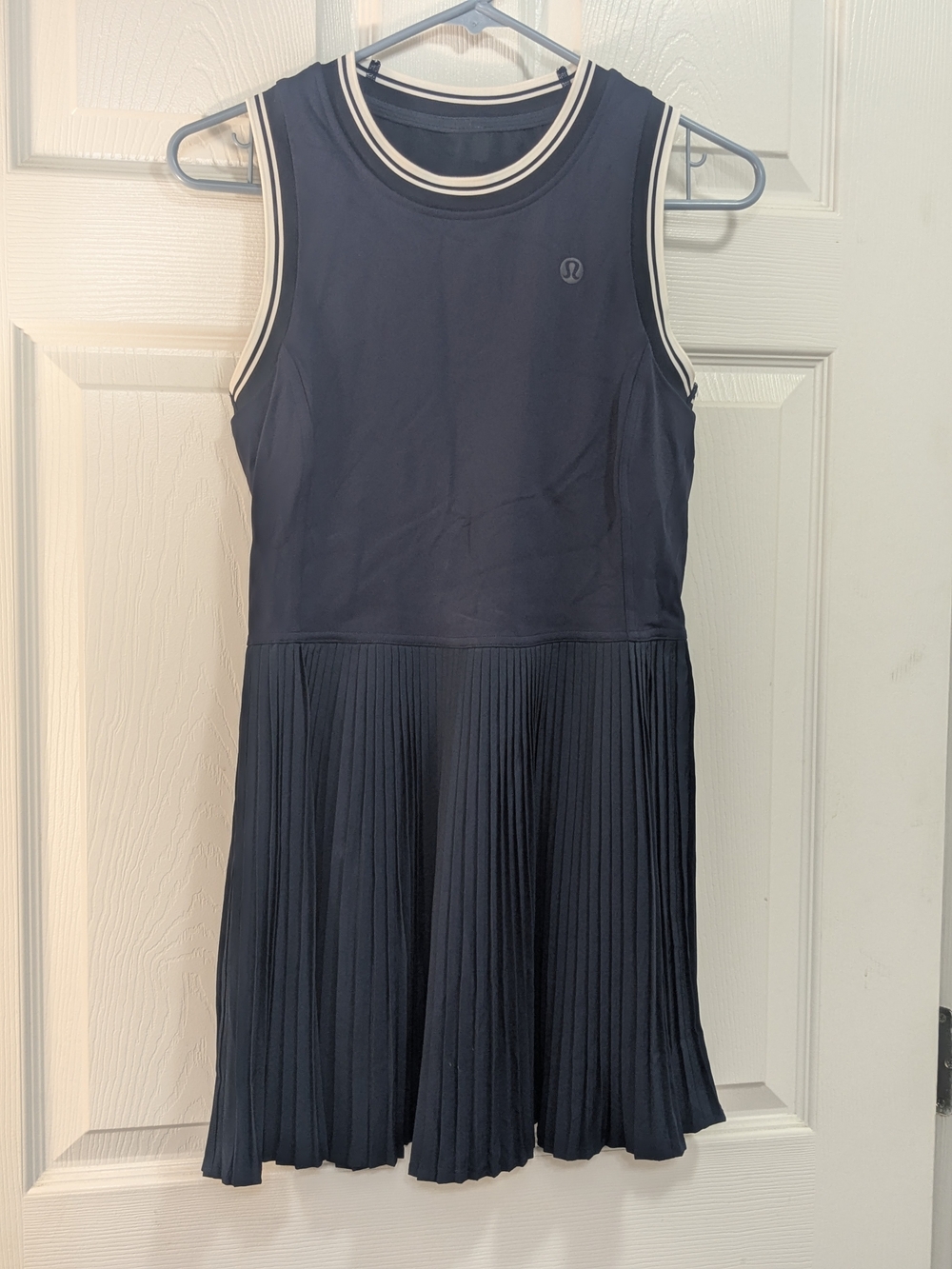 lululemon athletica Navy Sleeveless Pleated Tennis Dress with Contrast Trim